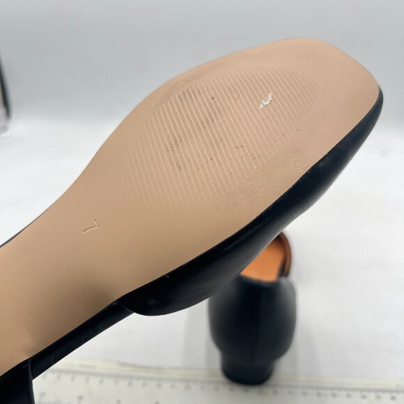 Wo Wagas Black Pump Side Cut Block Low Heel Square Toe Slip On Working Shoe - Picture 6 of 8